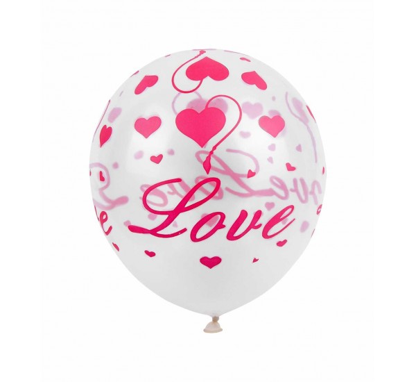 Beyaz Love Baskılı Helyum Balon (Ek Ürün Olarak Satılır)
